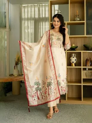 Creem Color Cotton Kurta